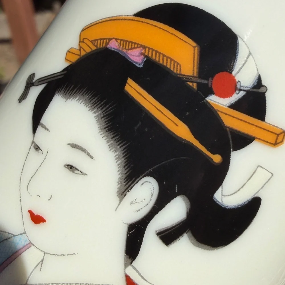 Vintage Shikino Utsawa Japanese Geisha Ceramic Cups set of 2